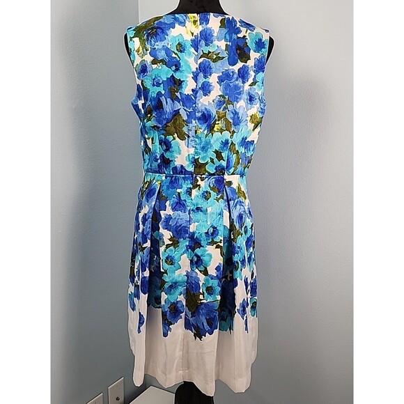 Karin Stevens A-line Dress Sleeveless Floral Rear Zip Size 10 Spring Garden - Picture 7 of 13